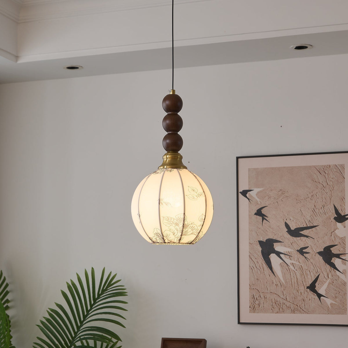 Hanglamp Eloria — glas, hout en keramiek, vier maten — afbeelding 4