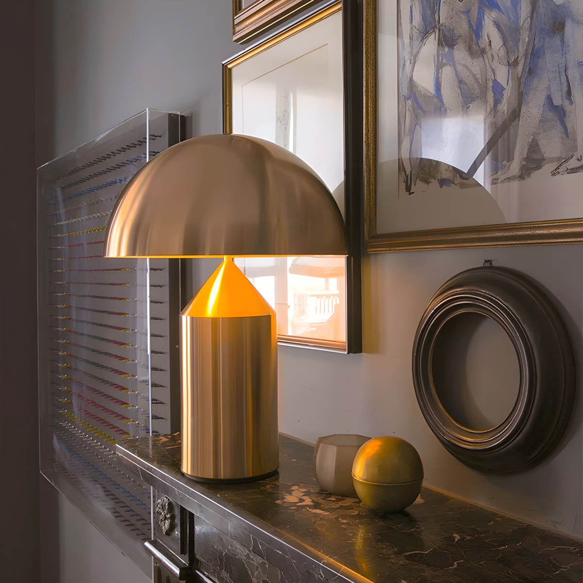 Tafellamp Klassiek — metaal en glas, fitting E27 — afbeelding 2