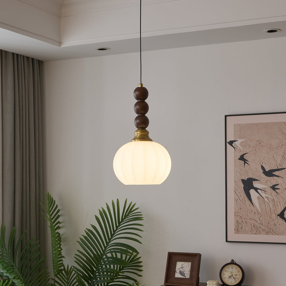 Hanglamp Evandra — glas, hout en metaal, zes modellen — afbeelding 5