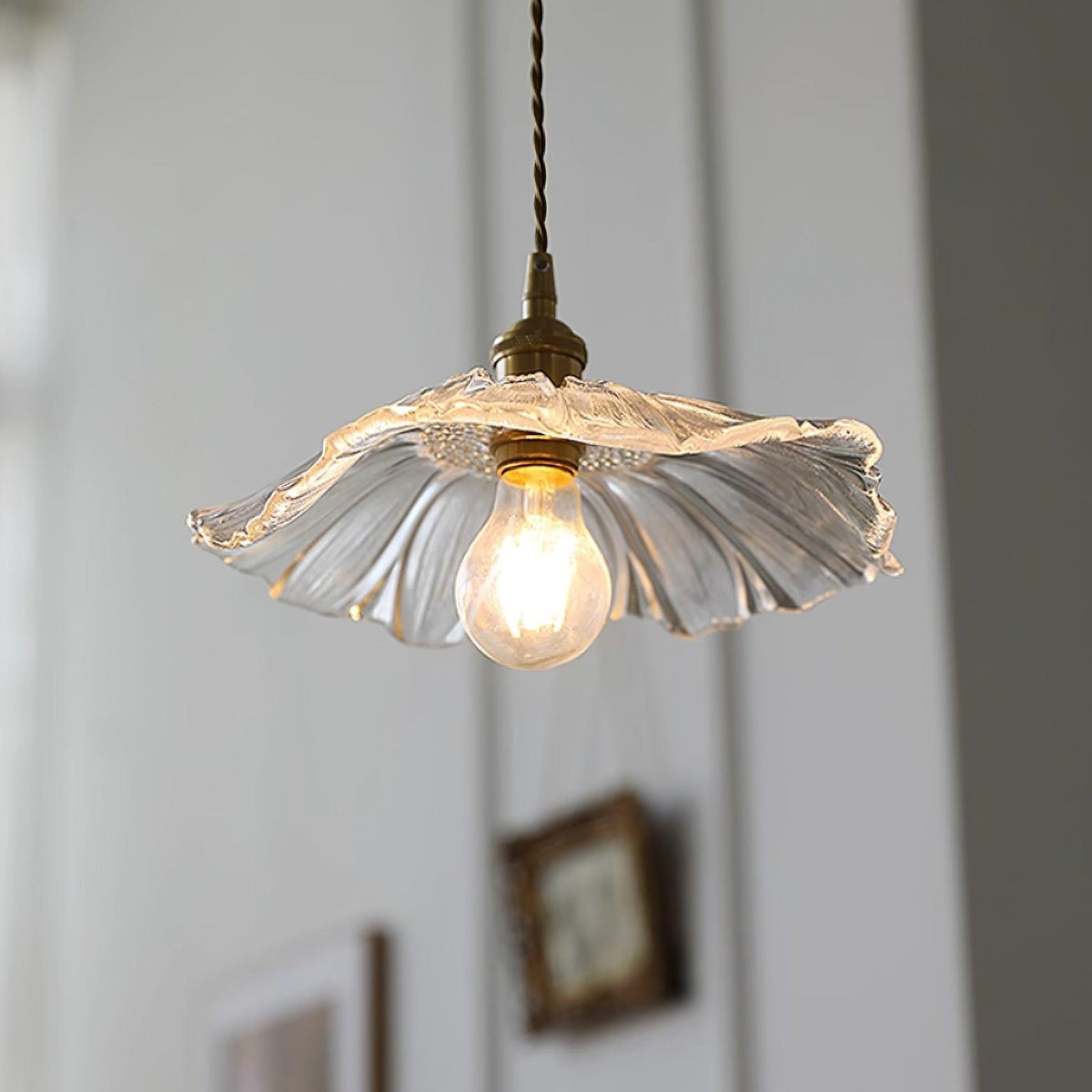 Hanglamp Bloemkelk — glas en koper, fitting E27 — afbeelding 1