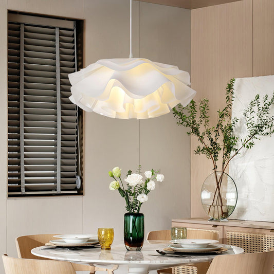 Hanglamp Bloemvorm — wit metaal en acryl, E27 — afbeelding 1