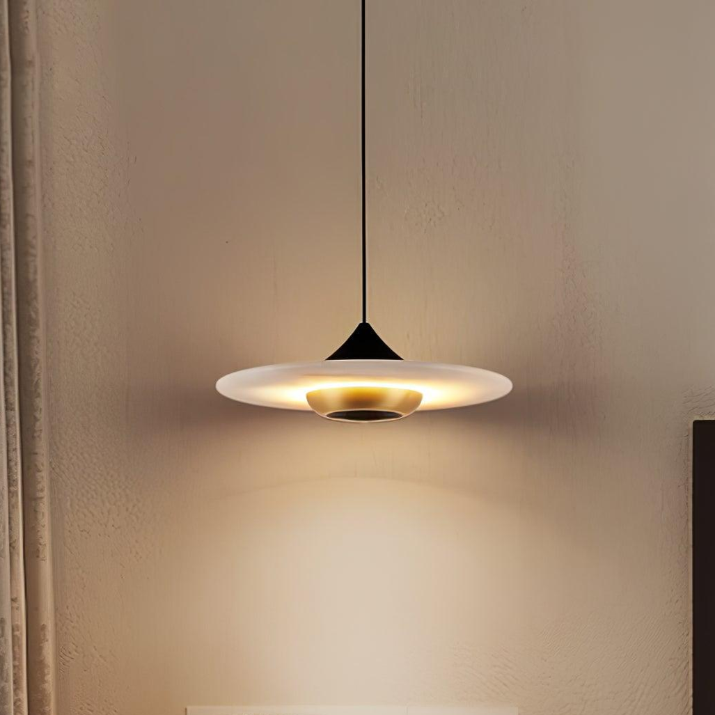 Hanglamp Schijf — marmer en aluminium, platte vorm — afbeelding 1