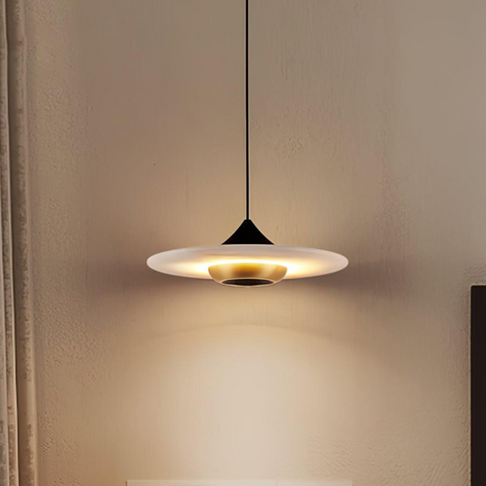 Hanglamp Schijf — marmer en aluminium, platte vorm — afbeelding 1