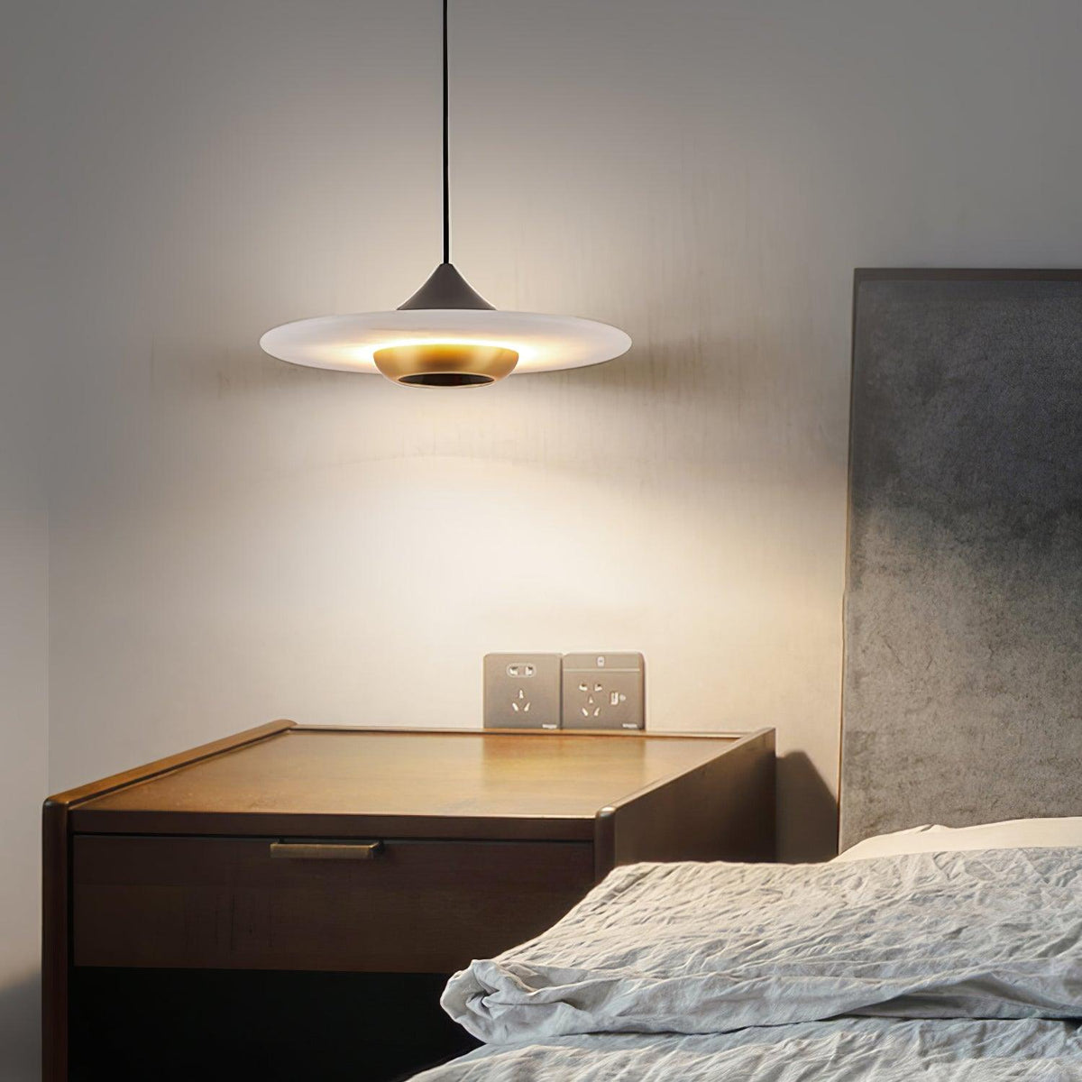 Hanglamp Schijf — marmer en aluminium, platte vorm — afbeelding 2