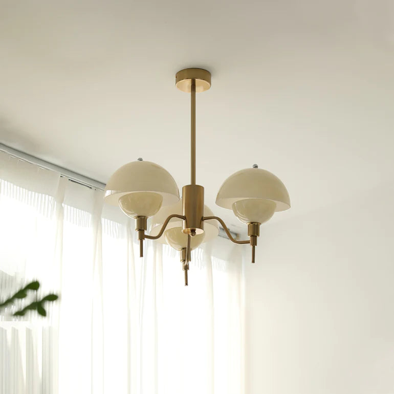 Kroonluchter Crème — bolvormig glas, Franse stijl — afbeelding 5