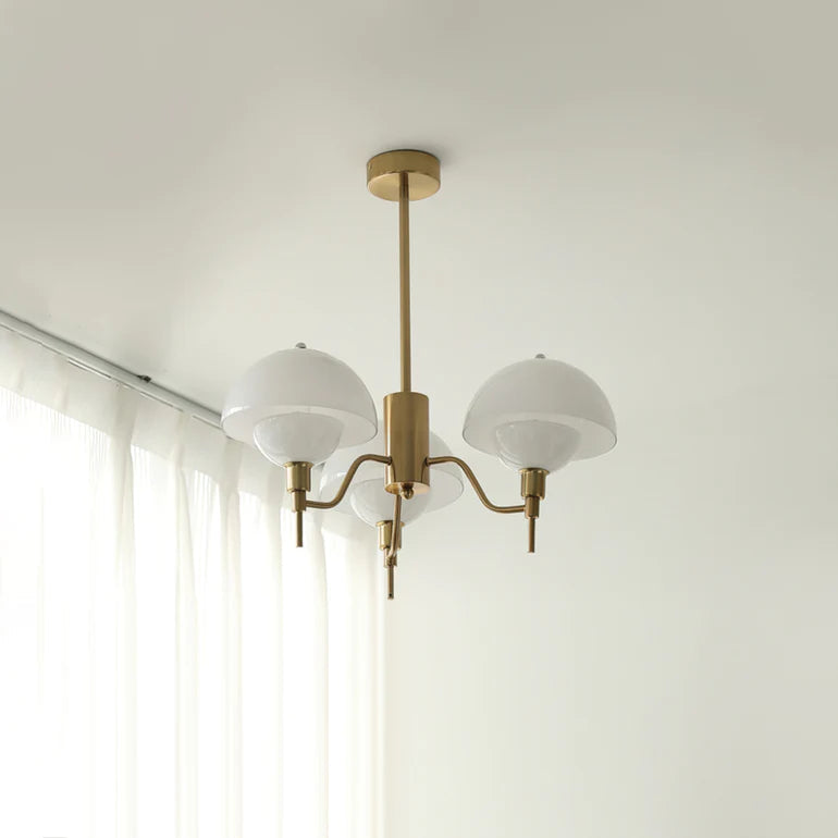 Kroonluchter Crème — bolvormig glas, Franse stijl — afbeelding 4