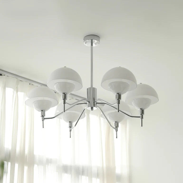 Kroonluchter Crème — bolvormig glas, Franse stijl — afbeelding 2