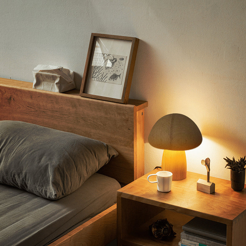 Draadloze tafellamp Hout — paddenstoelvorm, oplaadbaar — afbeelding 2