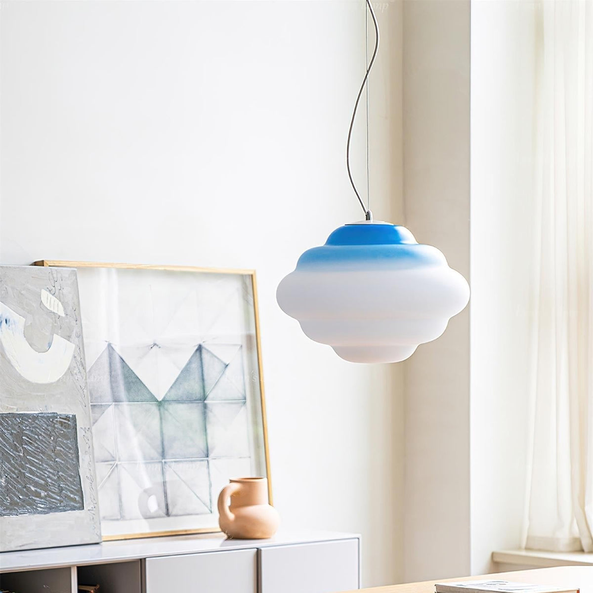 Hanglamp Wolk — matglas in rood, blauw of geel — afbeelding 3