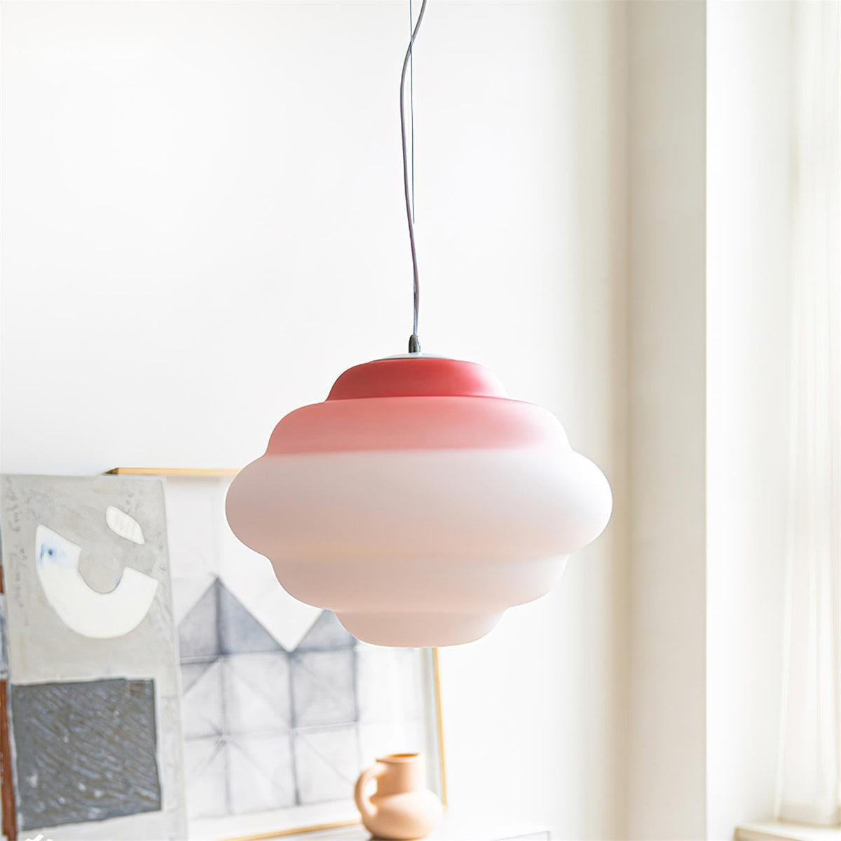 Hanglamp Wolk — matglas in rood, blauw of geel — afbeelding 2