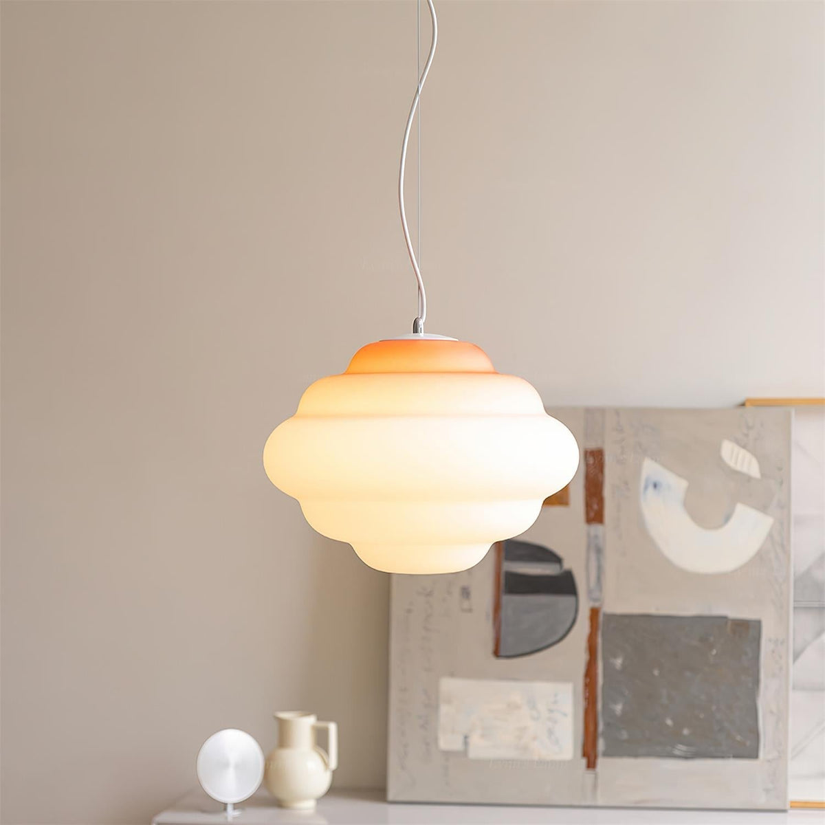 Hanglamp Wolk — matglas in rood, blauw of geel — afbeelding 4
