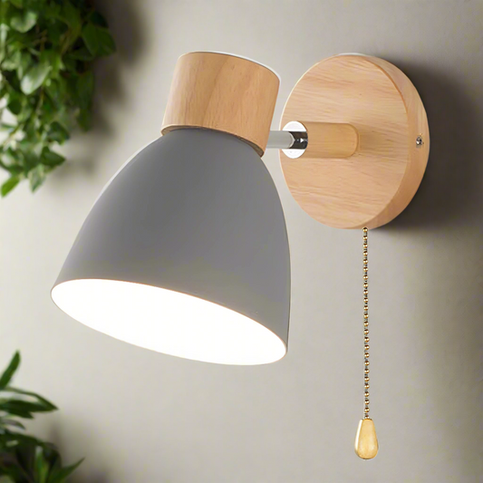 Wandlamp Hout — trekschakelaar, fitting E27, 20,5 cm — afbeelding 1