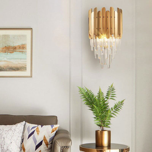 Wandlamp Kristal — roestvrij staal en glas, fitting E14 — afbeelding 1