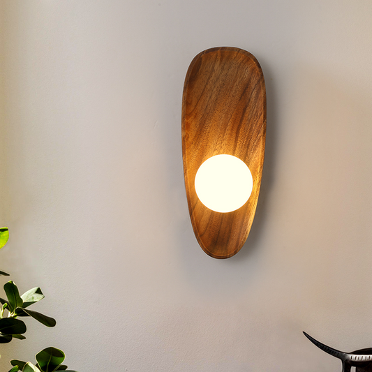 Wandlamp Hout — natuurlijk hout, twee maten, led — afbeelding 1