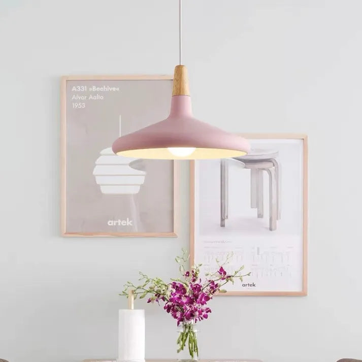 Hanglamp Kegel — aluminium en hout, fitting E27 — afbeelding 6
