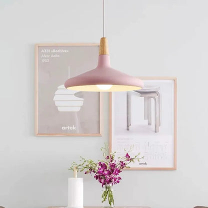 Hanglamp Kegel — aluminium en hout, fitting E27 — afbeelding 6