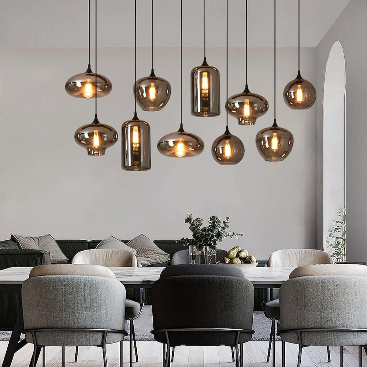 Hanglamp Fles — rookglas, fitting E27, zeven maten — afbeelding 1