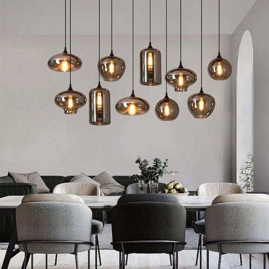 Hanglamp Fles — rookglas, fitting E27, zeven maten — afbeelding 1