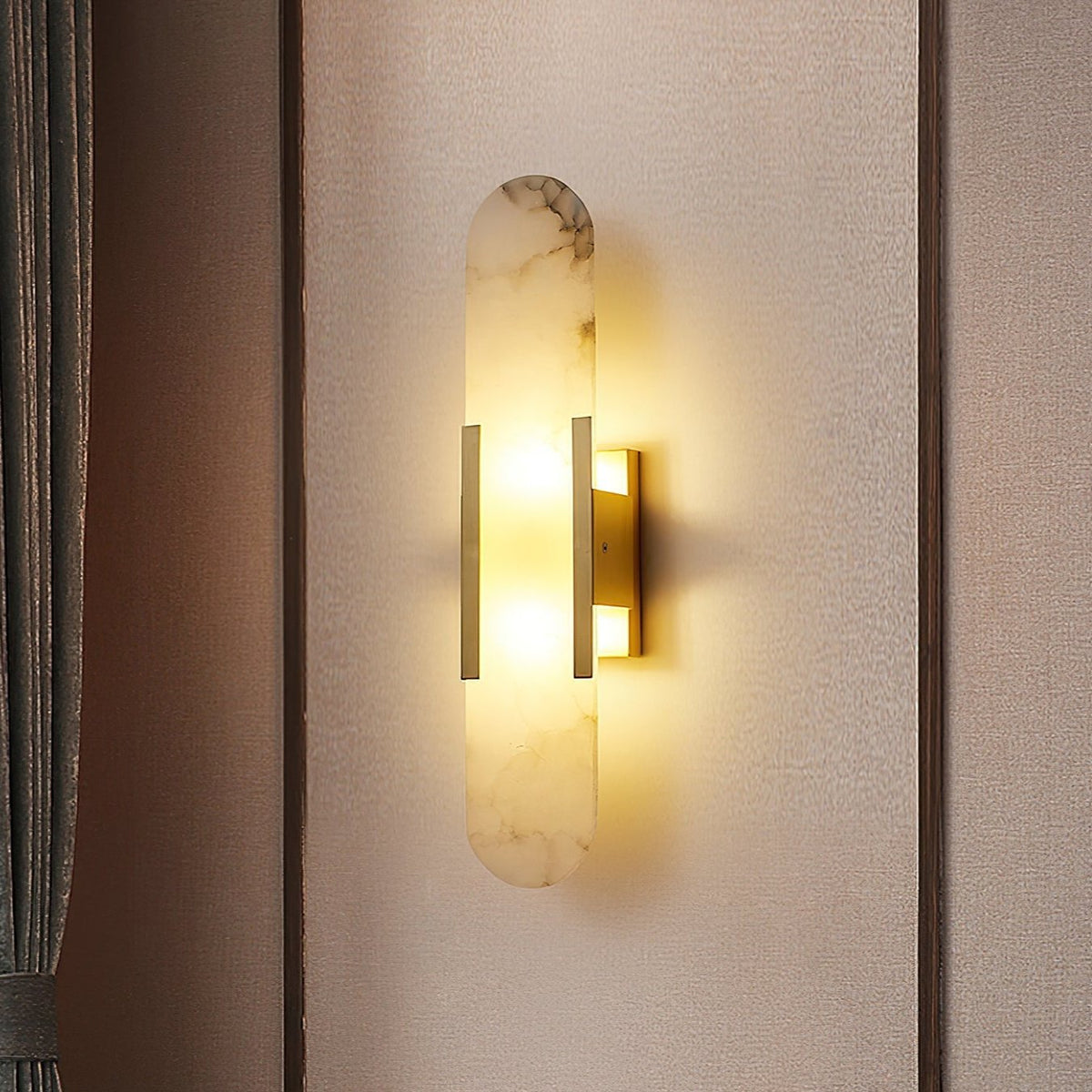 Wandlamp Albast — messing, fitting G4, twee hoogtes — afbeelding 1