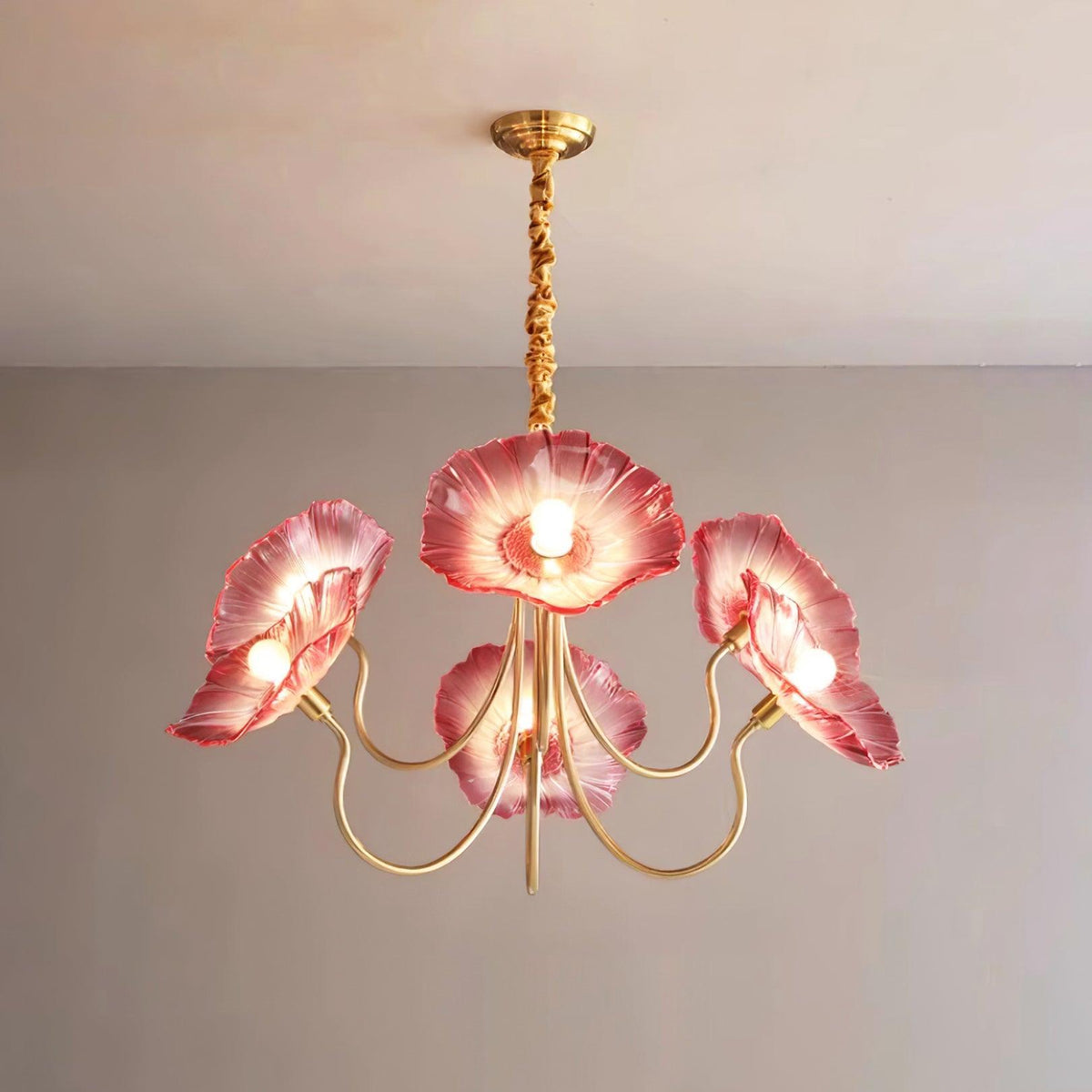 Kroonluchter Bloem — matglas, drie of zes armen — afbeelding 4
