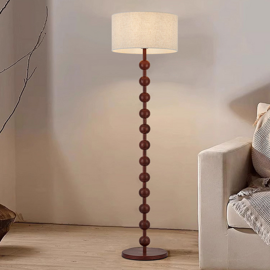Vloerlamp Japandi — hout en stof, 160 cm hoog — afbeelding 1
