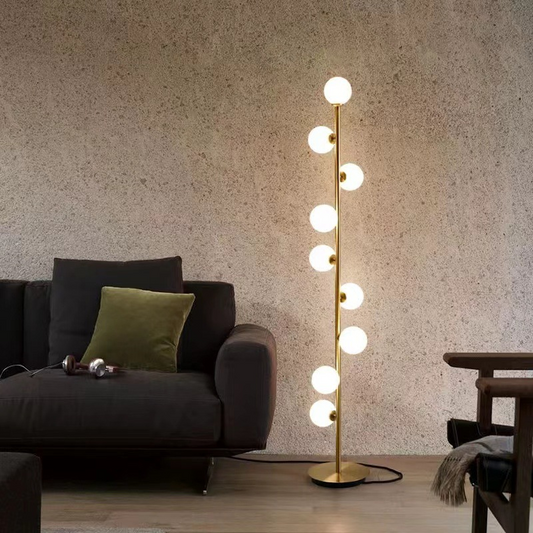 Vloerlamp Nordic — glazen kap, marmer of smeedijzer — afbeelding 1