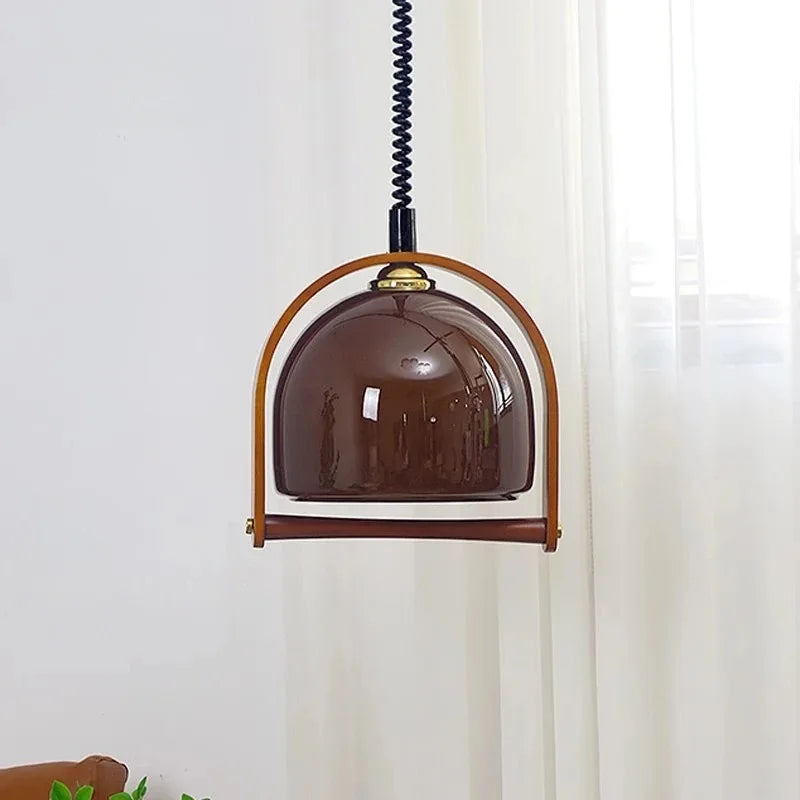 Hanglamp Hout en Glas — fitting E14, Ø 30 cm — afbeelding 2
