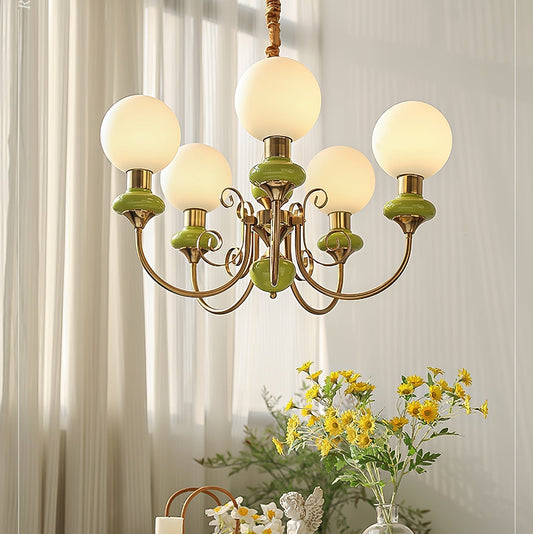 Kroonluchter Onyx — glas en metaal, 3 of 5 lichtpunten — afbeelding 1
