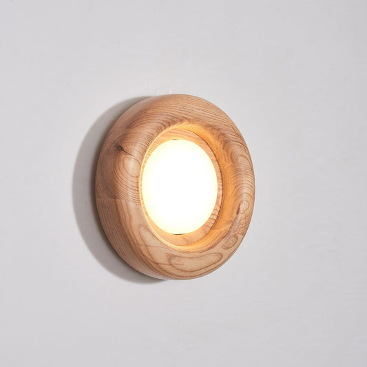 Wandlamp Houten Ring — acryl kap, geïntegreerde led — afbeelding 1