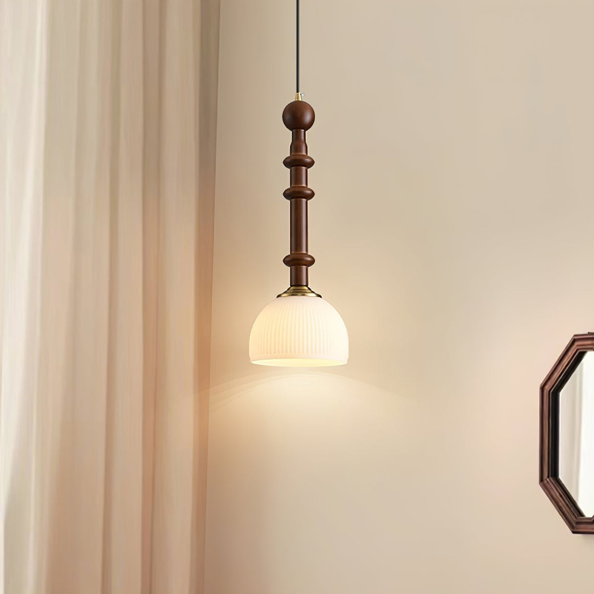Hanglamp Roma — hout, glas en stof, acht modellen — afbeelding 4