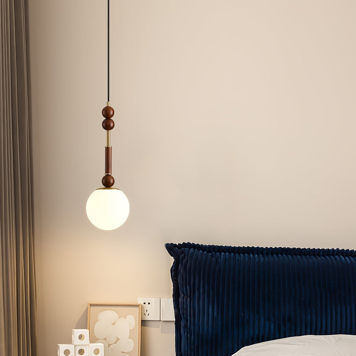 Hanglamp Roma — hout, glas en stof, acht modellen — afbeelding 5
