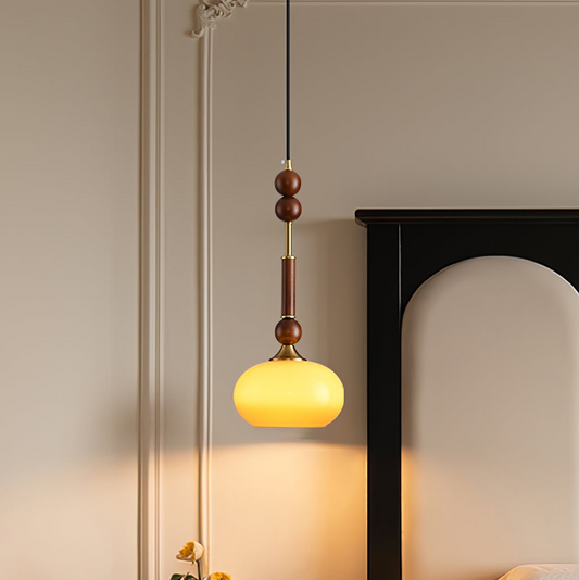 Hanglamp Roma — hout, glas en stof, acht modellen — afbeelding 1
