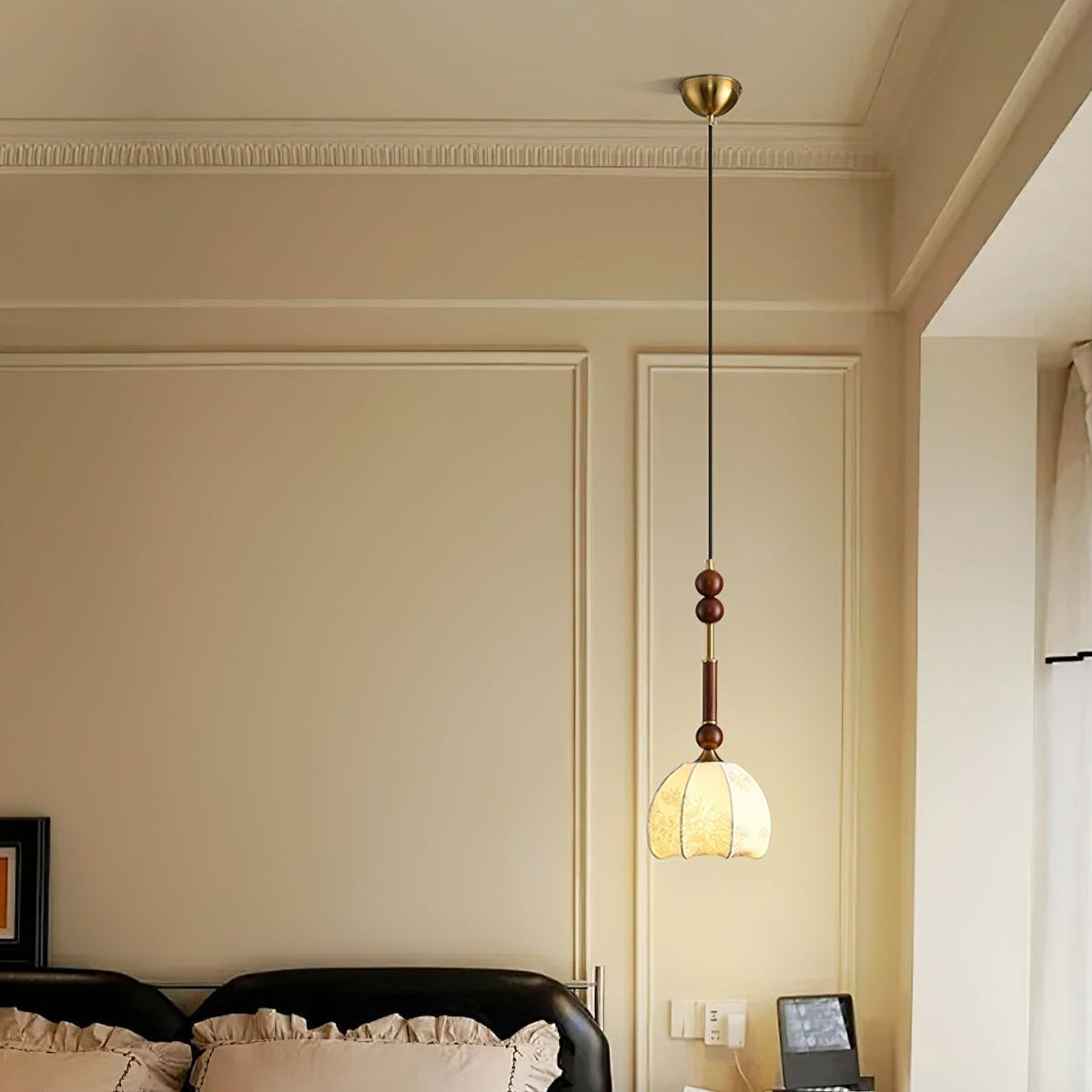 Hanglamp Roma — hout, glas en stof, acht modellen — afbeelding 7