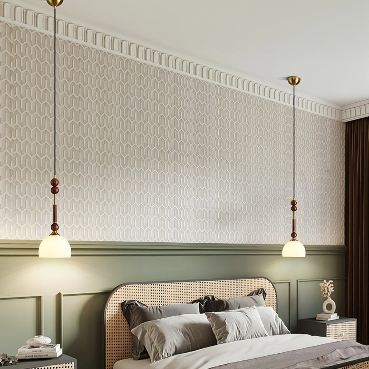 Hanglamp Roma — hout, glas en stof, acht modellen — afbeelding 3