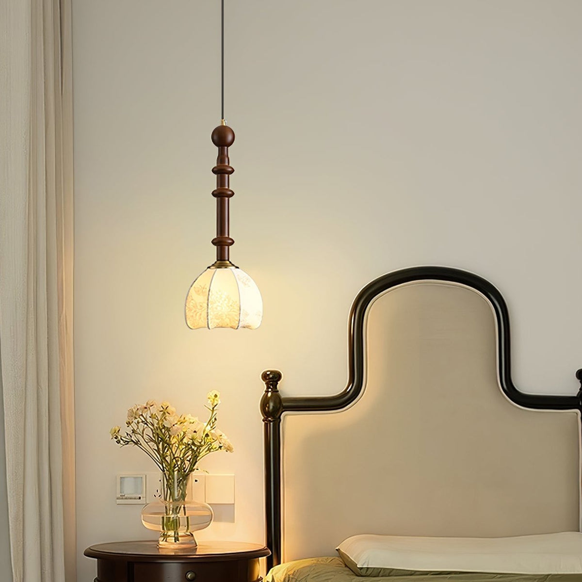 Hanglamp Roma — hout, glas en stof, acht modellen — afbeelding 8
