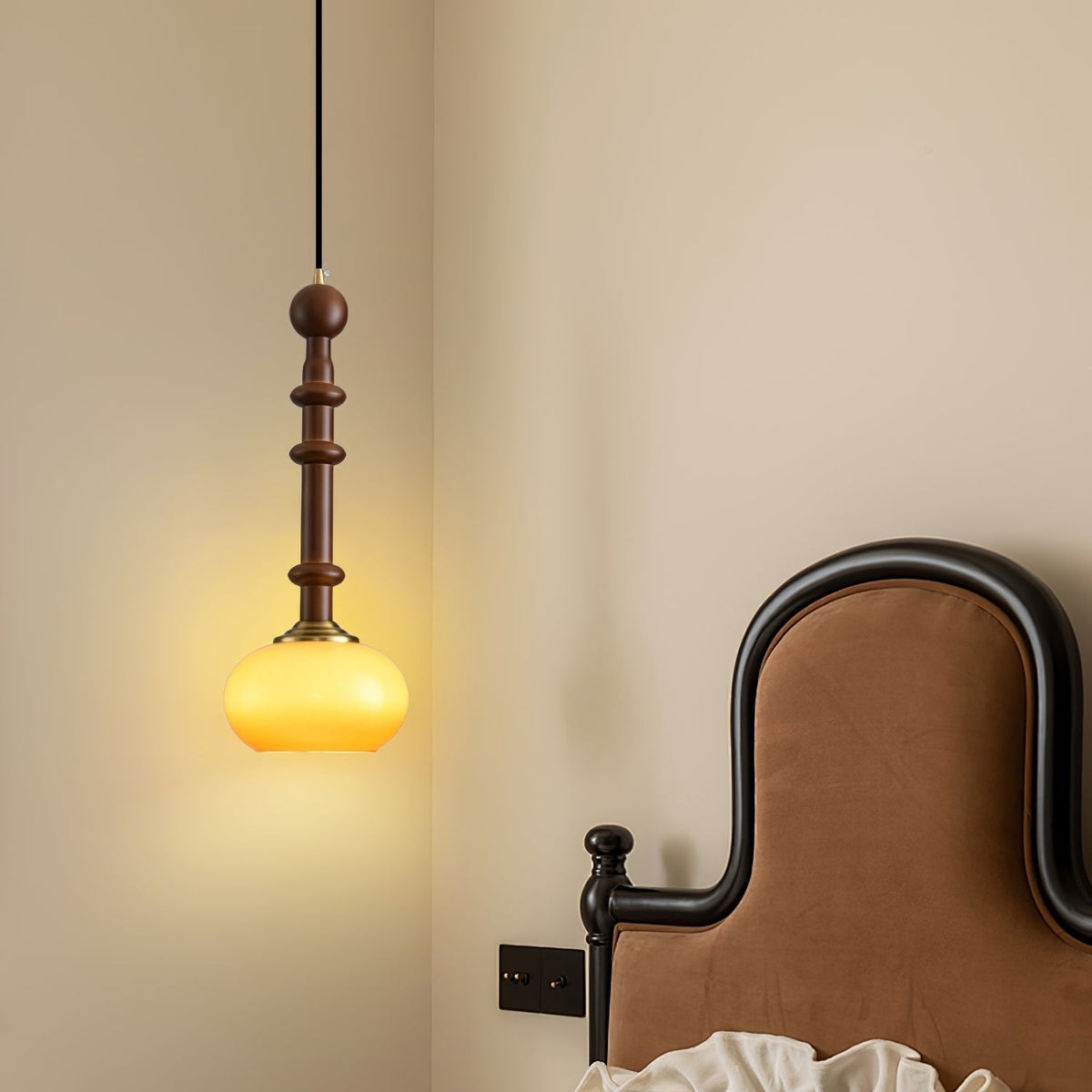 Hanglamp Roma — hout, glas en stof, acht modellen — afbeelding 2