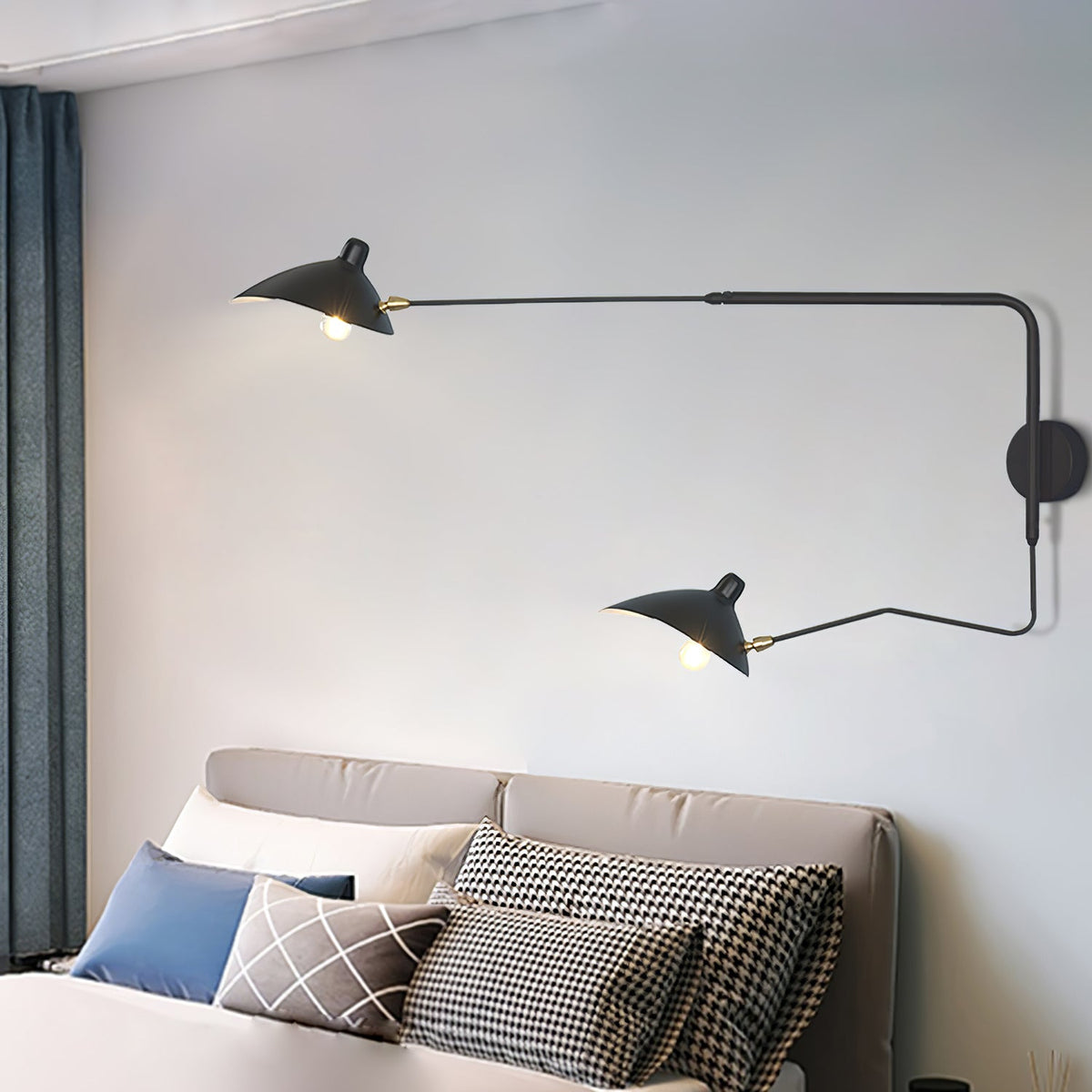 Wandlamp Zwenkarm — draaibare kap, 60 tot 140 cm — afbeelding 7