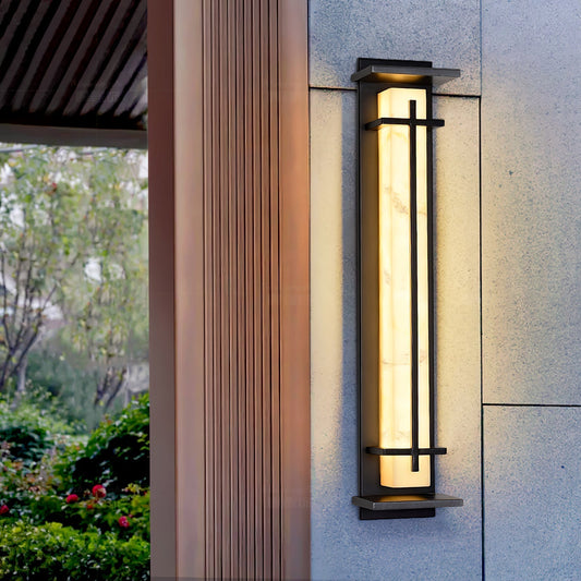 Buitenwandlamp Kolom — rvs en marmer, IP65 — afbeelding 1