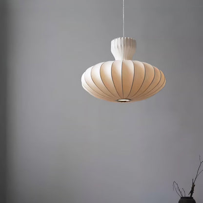 Hanglamp Geplooide Zijde — moerbeizijde, drie maten — afbeelding 2