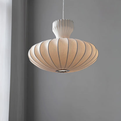Hanglamp Geplooide Zijde — moerbeizijde, drie maten — afbeelding 3
