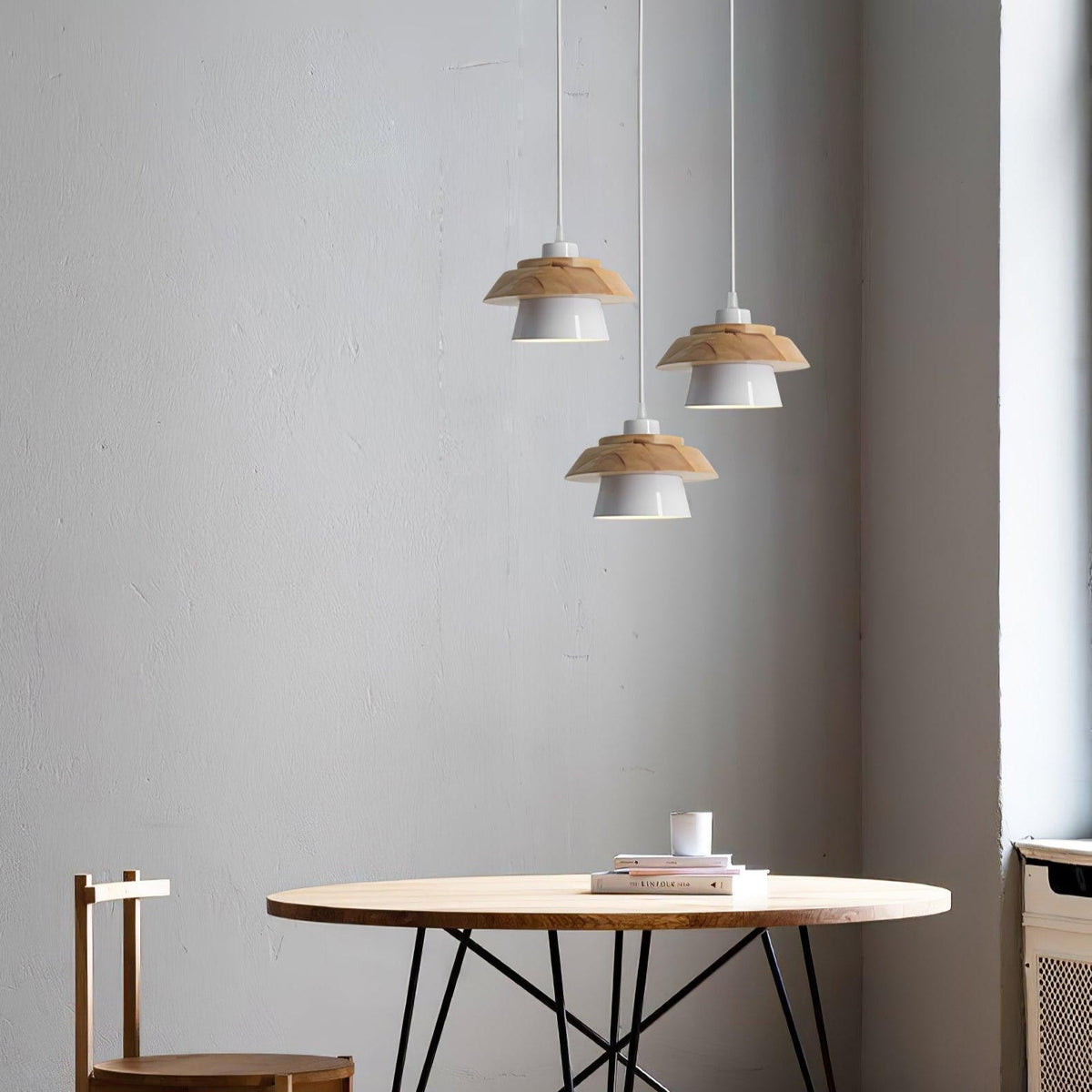 Hanglamp Steen en Hout — metaal en hout, fitting E27 — afbeelding 4