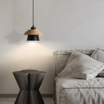 Hanglamp Steen en Hout — metaal en hout, fitting E27 — afbeelding 2