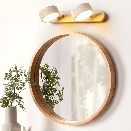 Wandlamp Travertijn Duo — hout, twee tot vier lichten — afbeelding 1