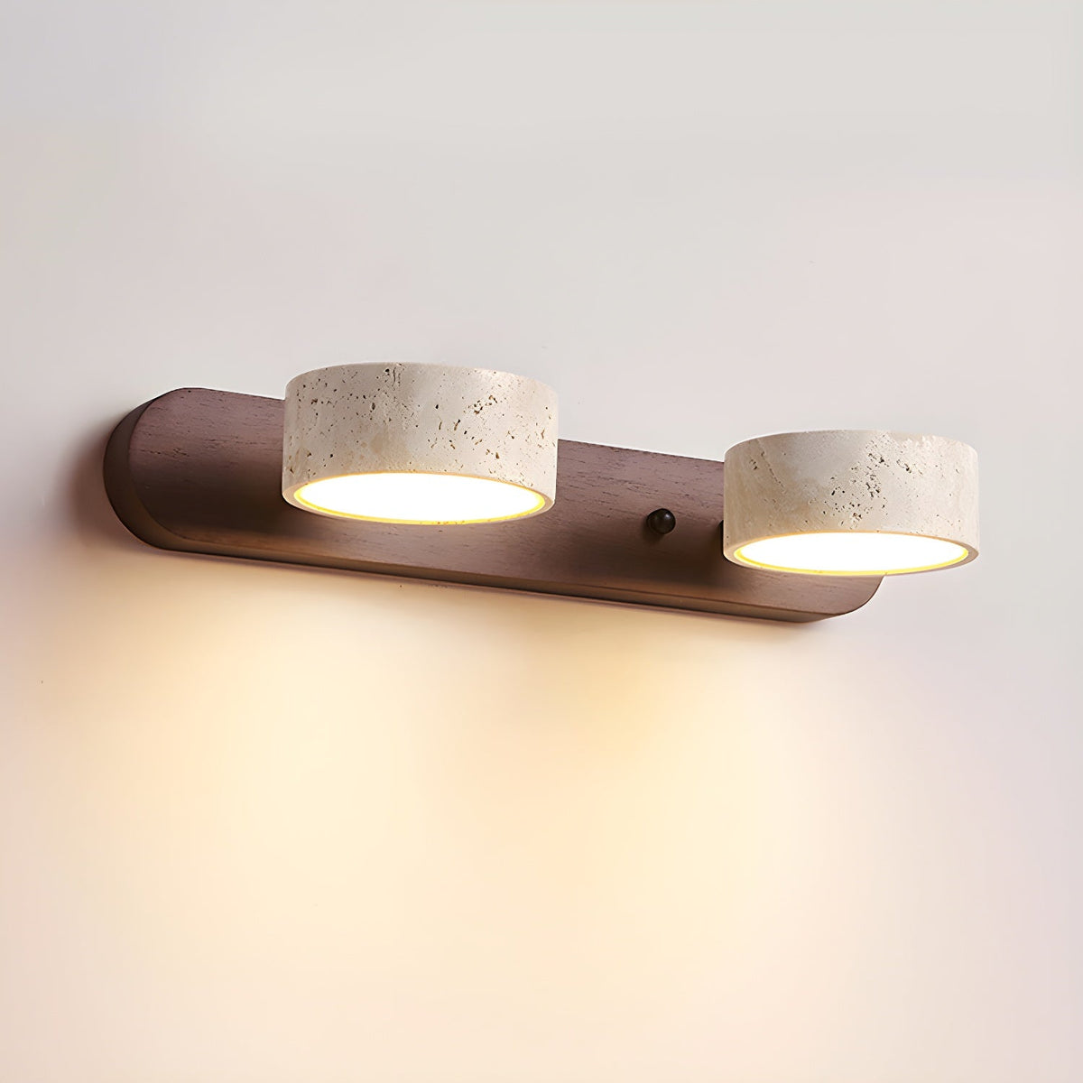 Wandlamp Travertijn Duo — hout, twee tot vier lichten — afbeelding 2