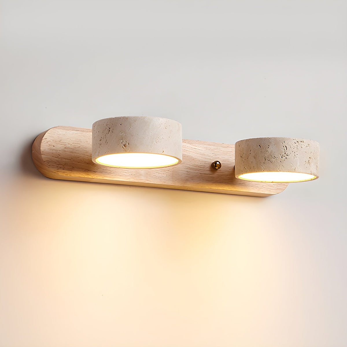 Wandlamp Travertijn Duo — hout, twee tot vier lichten — afbeelding 3
