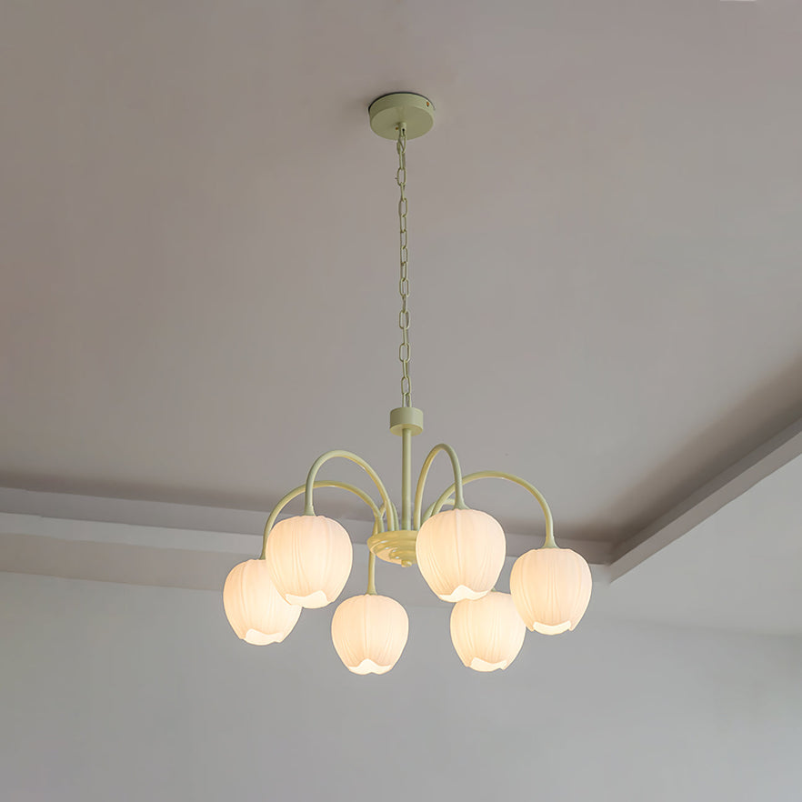 Kroonluchter Tulp — glazen kelken, vijf tot acht armen — afbeelding 5
