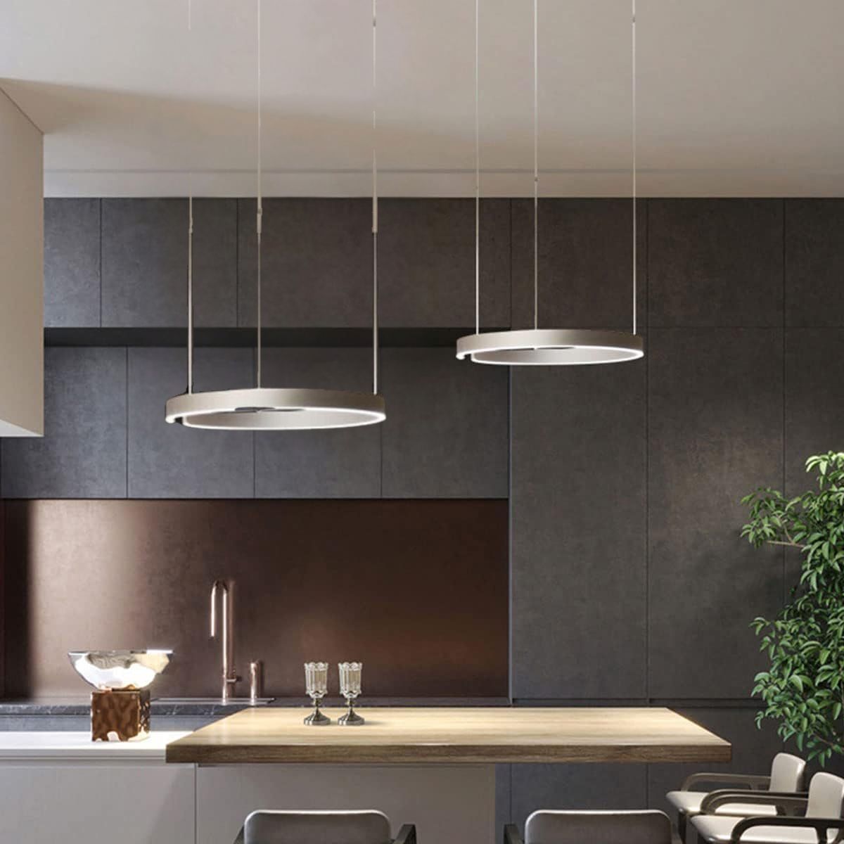 Hanglamp Ring — metaal, geintegreerde led, tot 80 cm — afbeelding 3