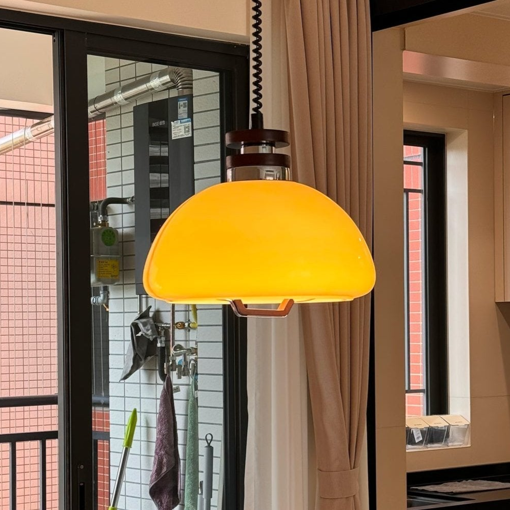 Hanglamp Vela — glas, hout en metaal, Ø 40 cm — afbeelding 1