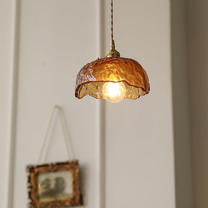 Hanglamp Bruinglas — messing en glas, drie maten — afbeelding 3