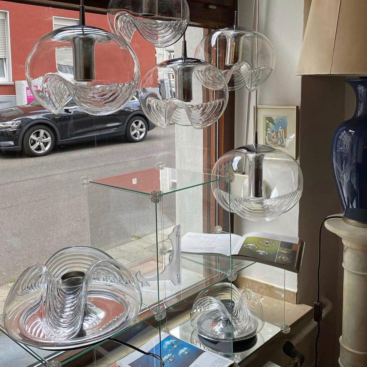 Hanglamp Golf — glas en metaal, één of drie kappen — afbeelding 4